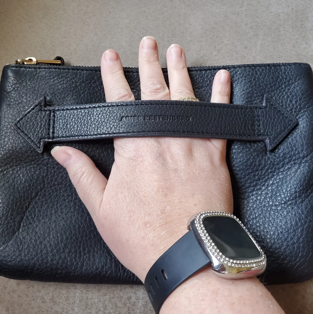 Aimee Kestenberg Wristlet and Clutch Black Leather with Zipper Closure